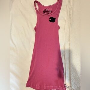 Free city Pink Tank Top with Black Logo